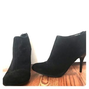 Black suede heeled booties